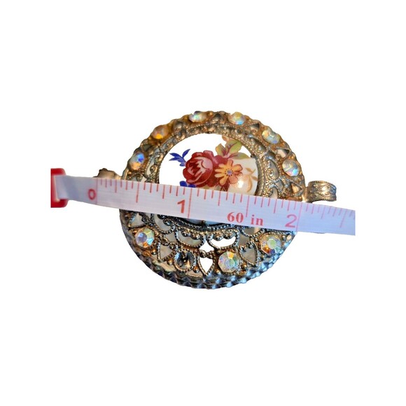 Small Floral Ring Holder With Rhinestones Made In Czech Republic - Picture 9 of 10